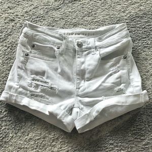 American Eagle White Distressed Jean Shorts